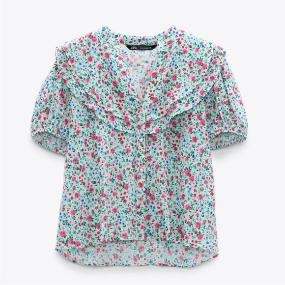 NEW Zara floral button up top - Picture 6 of 13